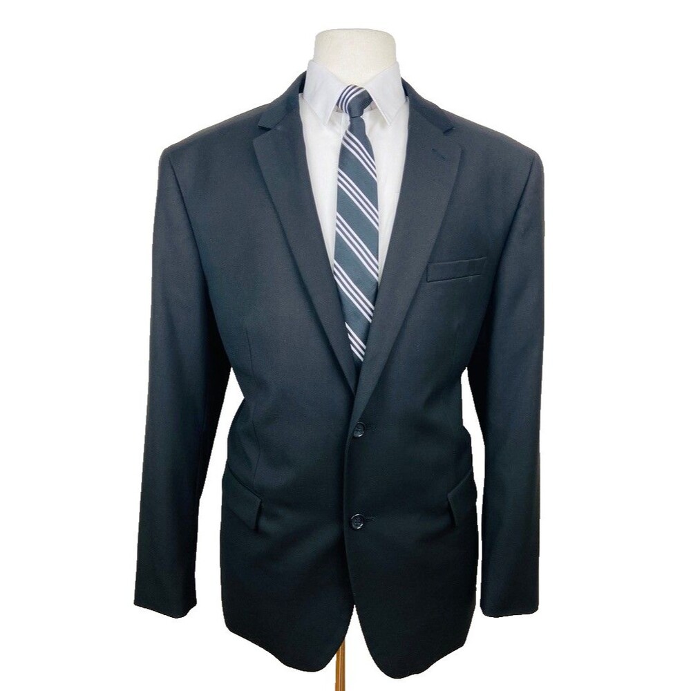 CARAVELLI Mens 46R Solid Black Super Soft Blazer Sport Coat Suit Jacket
